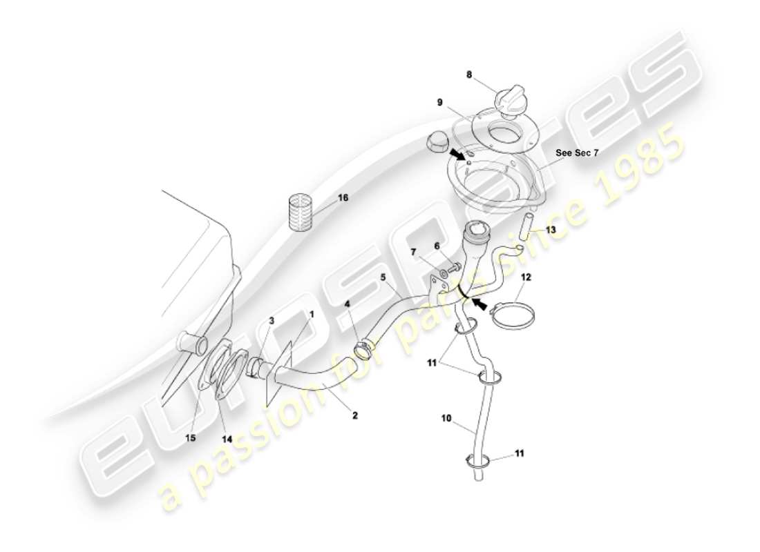 a part diagram from the aston martin vanquish (2003) parts catalogue