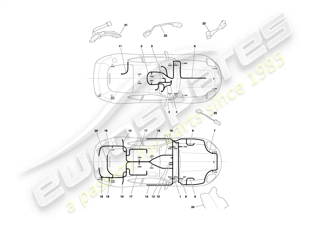 a part diagram from the aston martin db7 parts catalogue