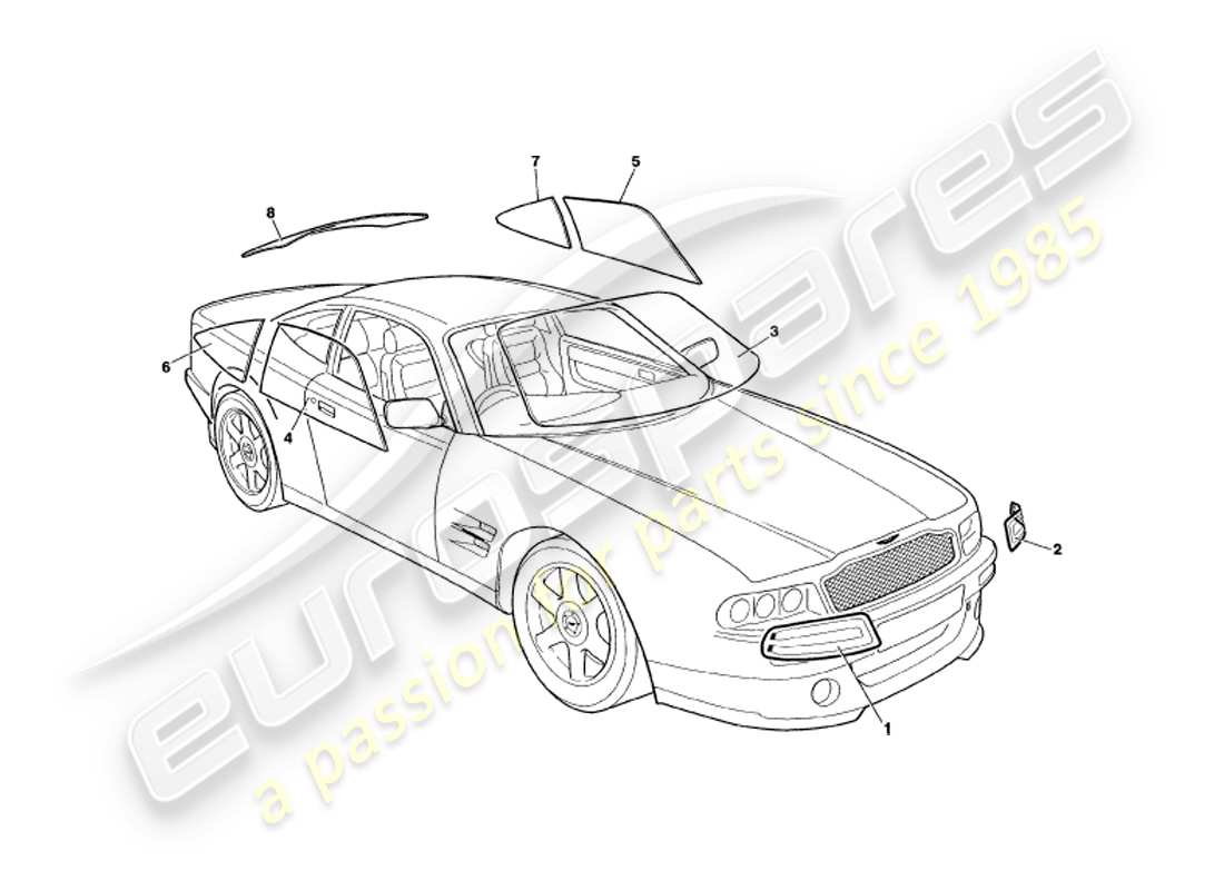 a part diagram from the aston martin v8 coupe parts catalogue