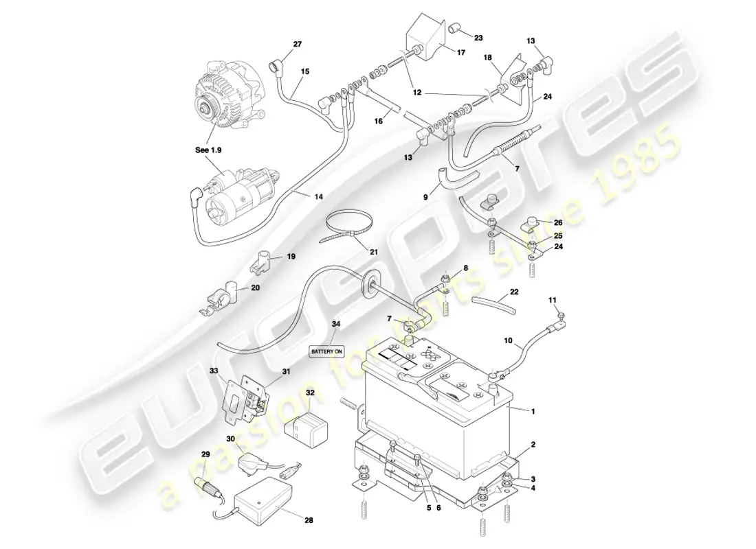a part diagram from the aston martin db7 parts catalogue