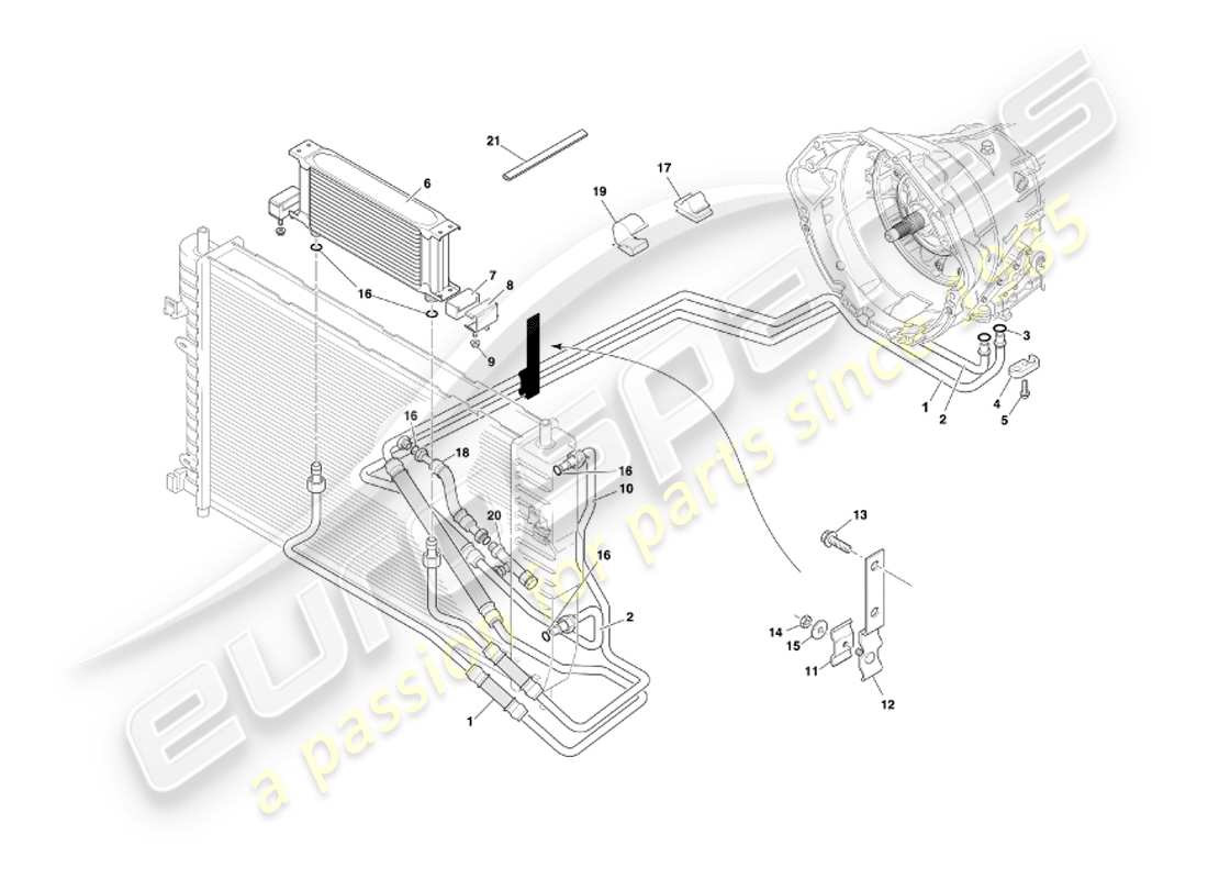 a part diagram from the aston martin db7 vantage (2004) parts catalogue