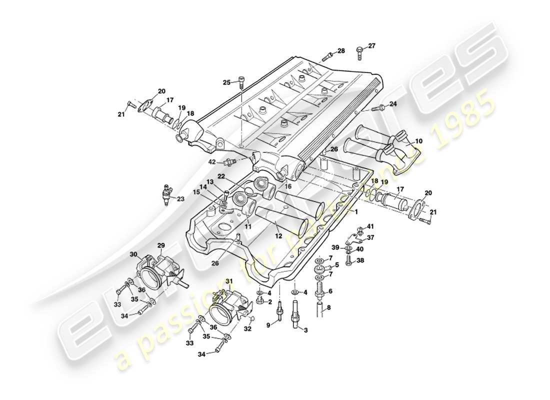 a part diagram from the aston martin v8 coupe parts catalogue