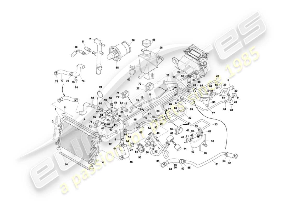 a part diagram from the aston martin vanquish parts catalogue