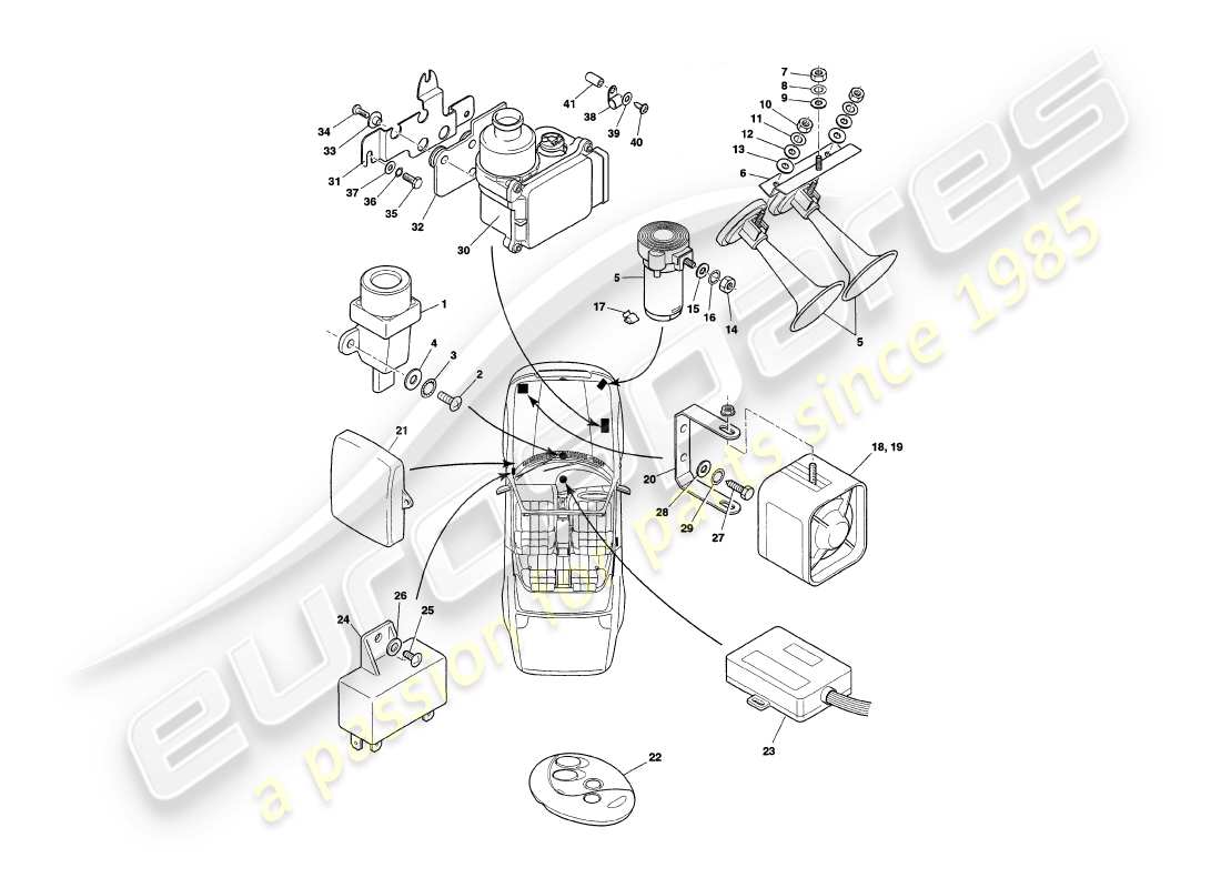 a part diagram from the aston martin v8 coupe parts catalogue