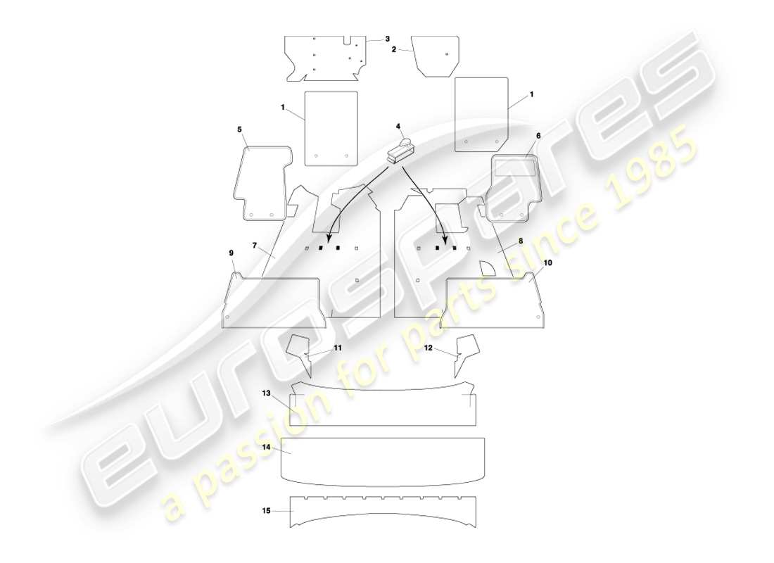 a part diagram from the aston martin db7 vantage (2000) parts catalogue