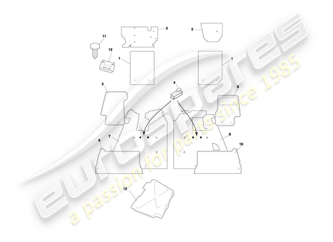 a part diagram from the aston martin db7 parts catalogue