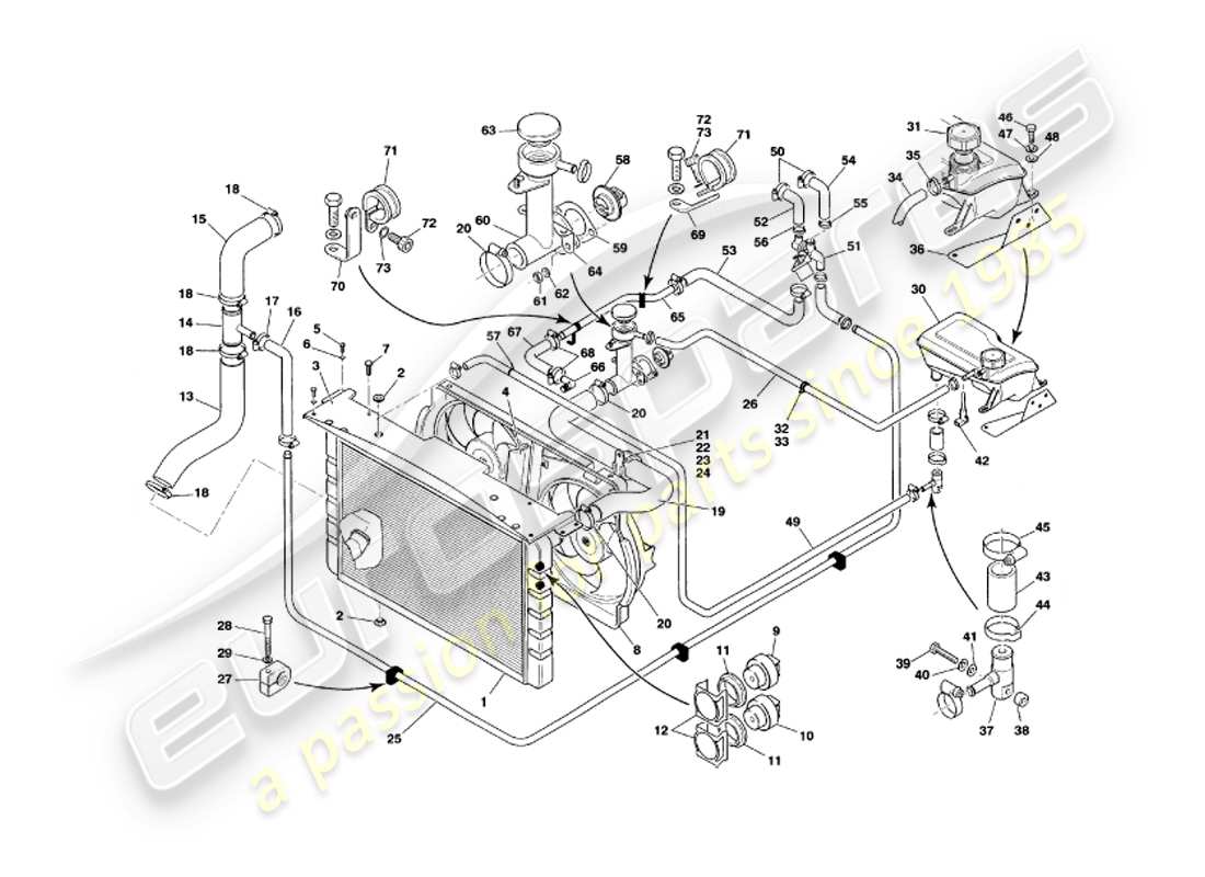 a part diagram from the aston martin v8 volante parts catalogue