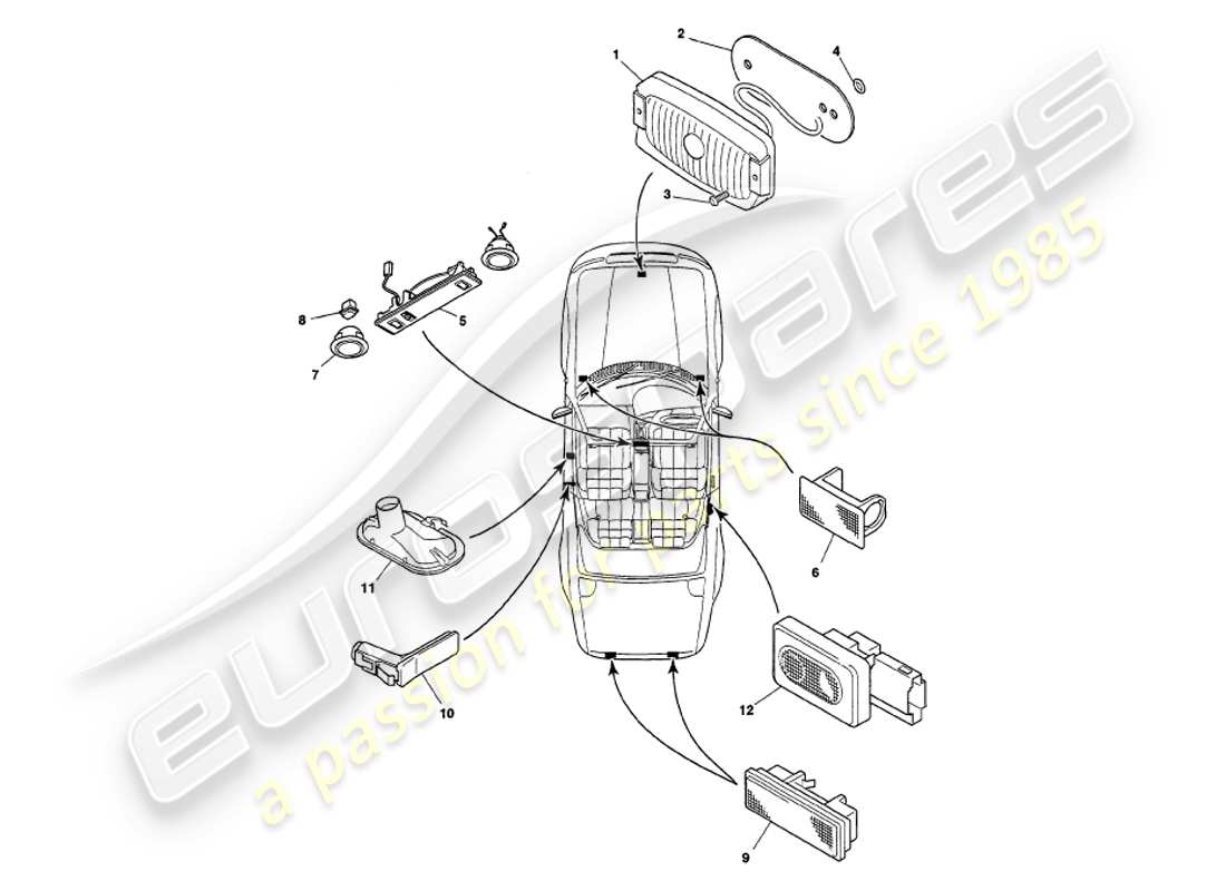a part diagram from the aston martin v8 volante (1999) parts catalogue