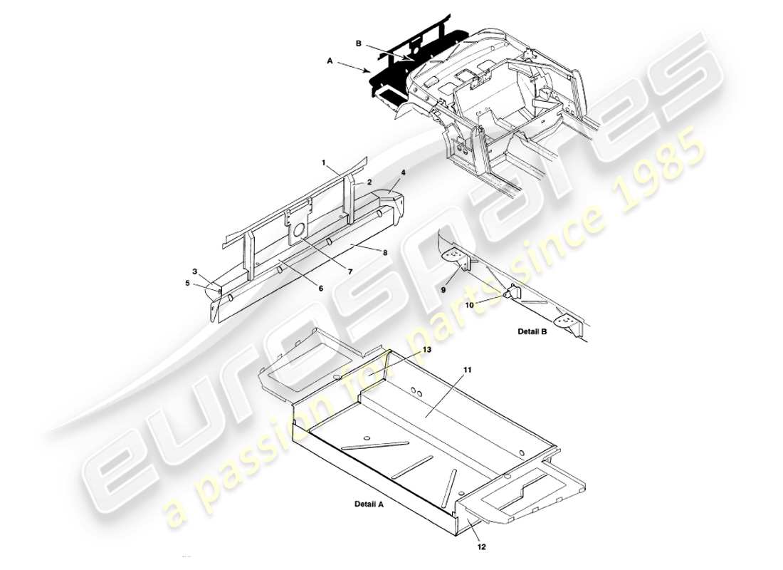 a part diagram from the aston martin v8 volante (1999) parts catalogue