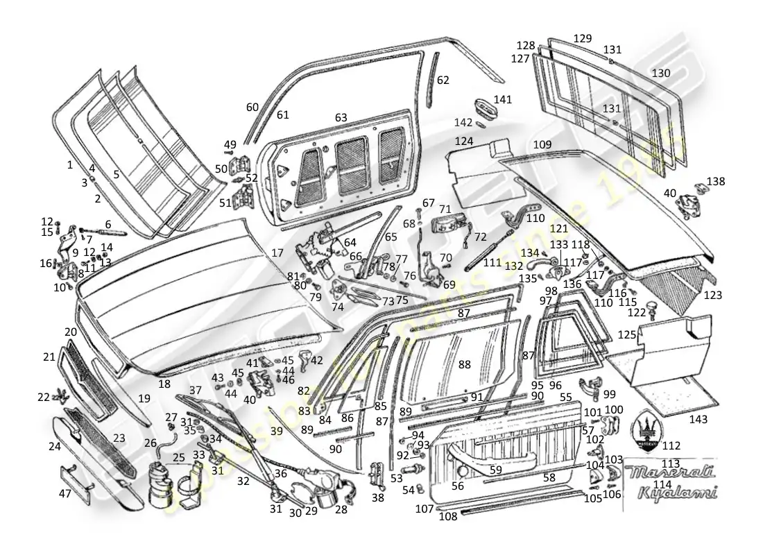 a part diagram from the maserati kyalami parts catalogue