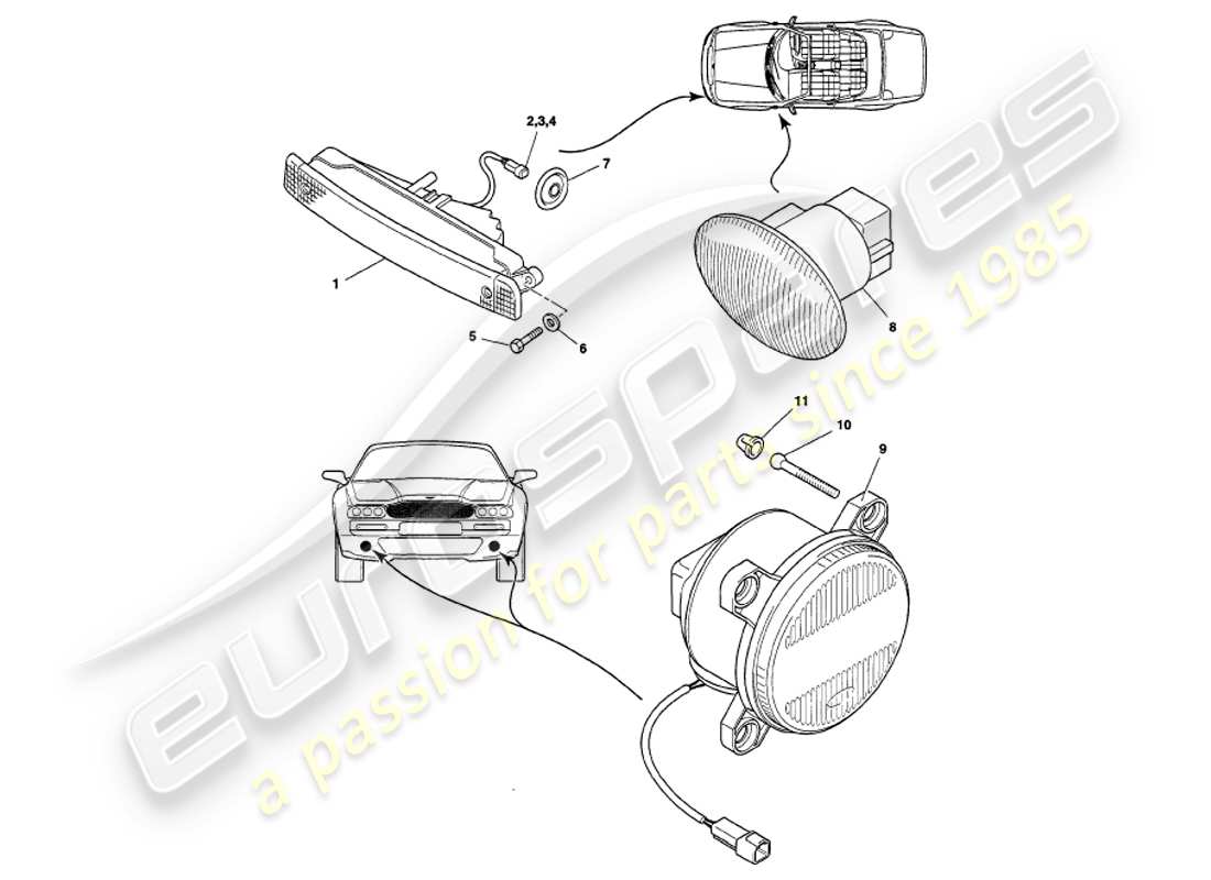 a part diagram from the aston martin v8 volante parts catalogue