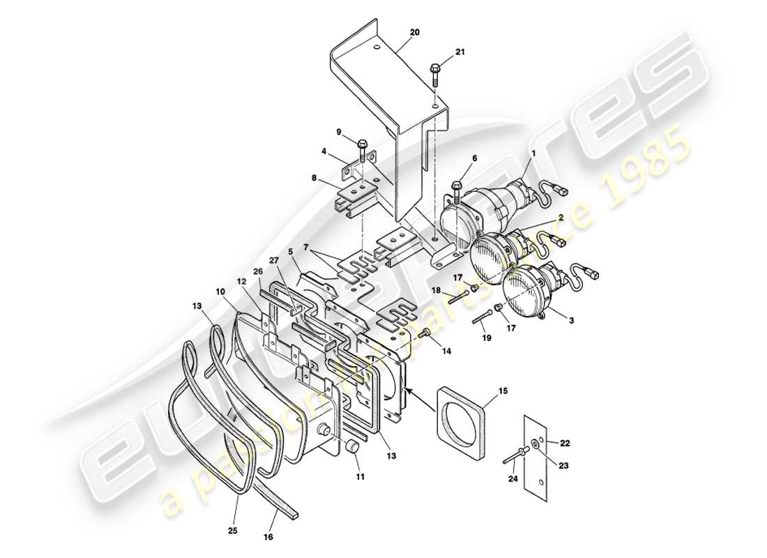 a part diagram from the aston martin v8 volante parts catalogue