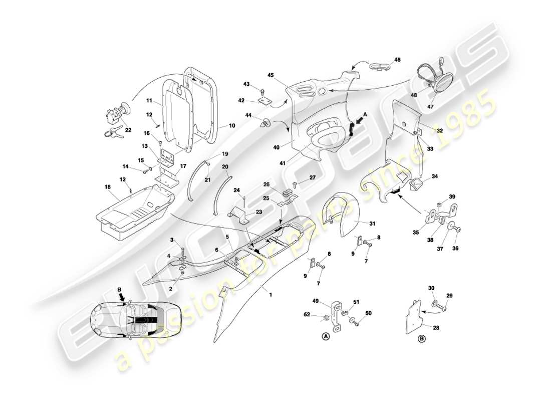 a part diagram from the aston martin db7 parts catalogue