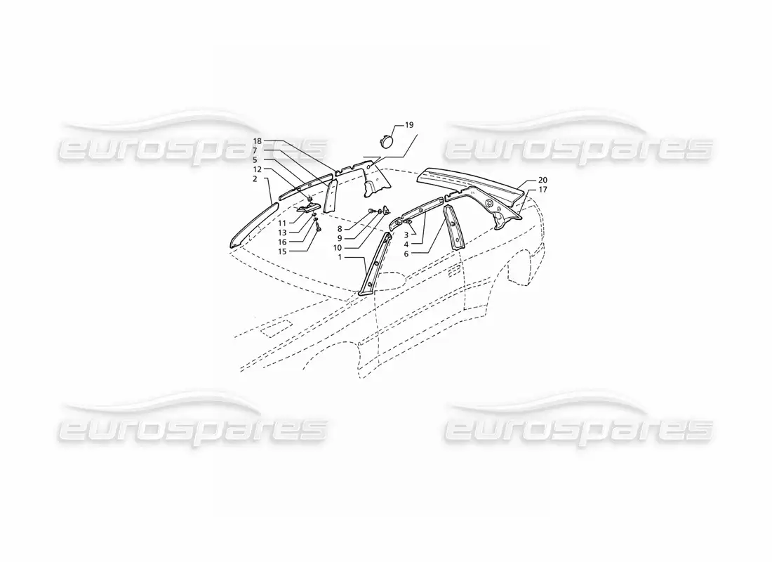 a part diagram from the maserati ghibli (1993-1995) parts catalogue