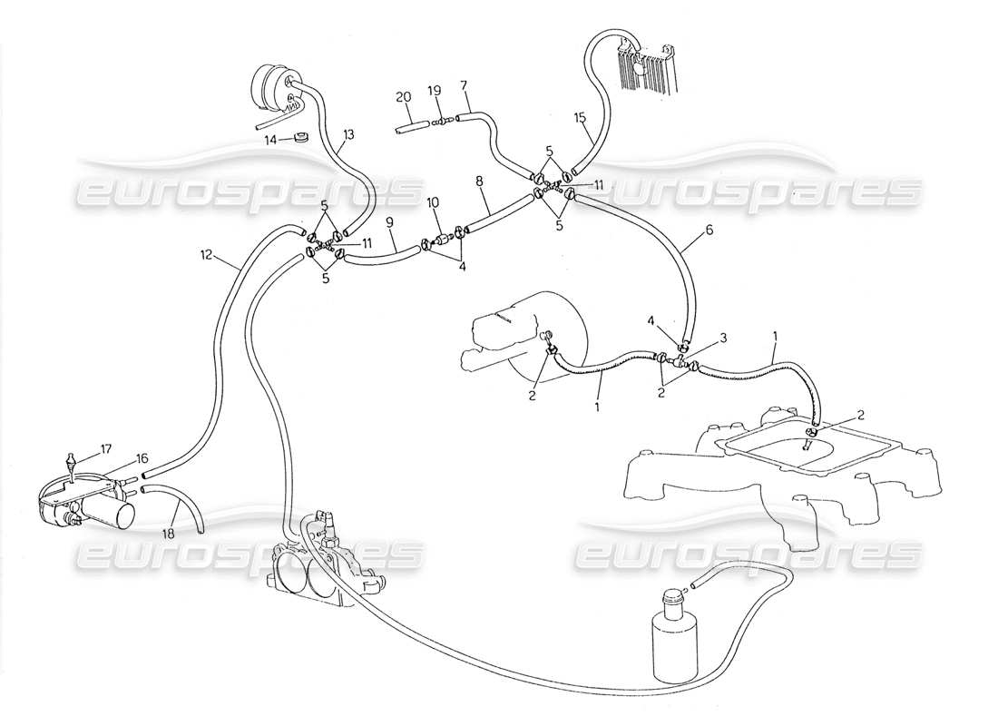 a part diagram from the maserati biturbo (1983-1995) parts catalogue
