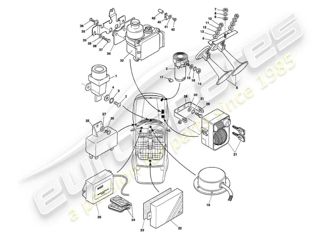 a part diagram from the aston martin v8 volante parts catalogue