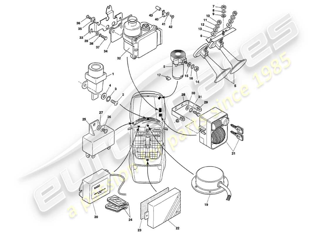 a part diagram from the aston martin v8 volante parts catalogue