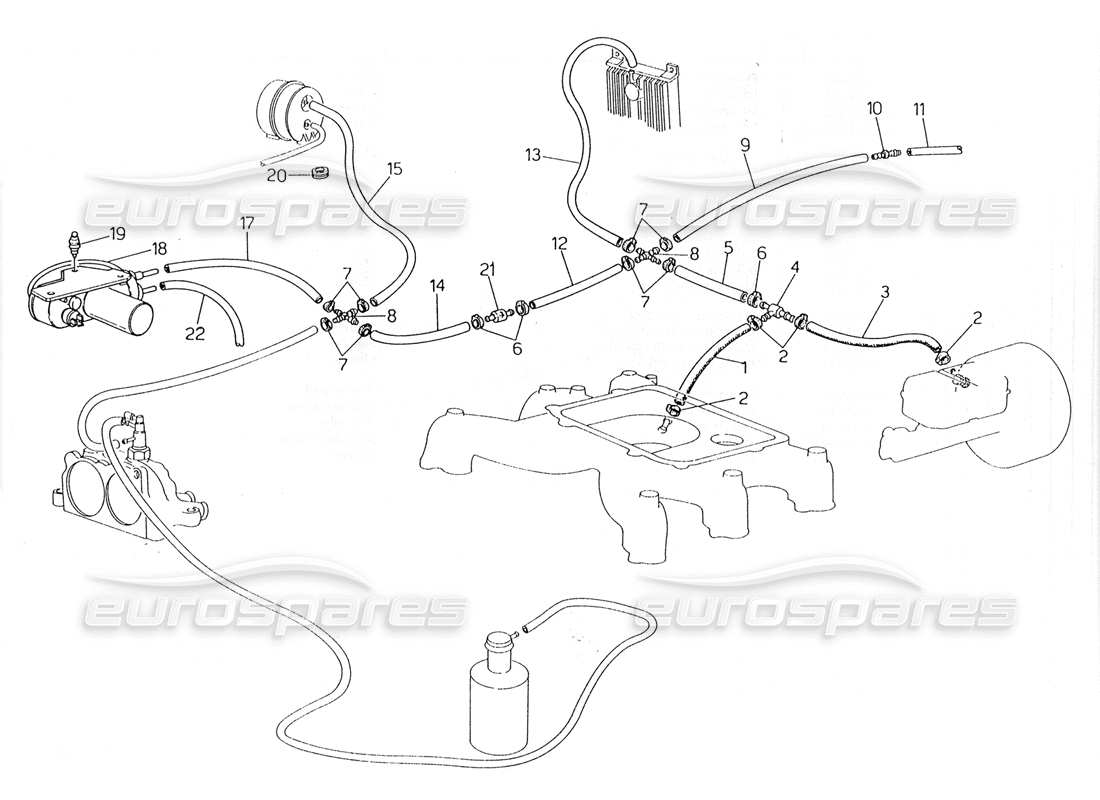 maserati 228 evaporation system (lh steering with lambda feeler) part diagram