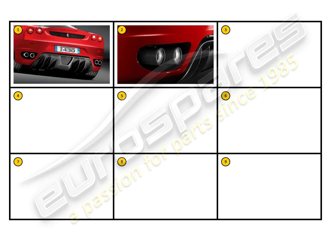VIEW PARTS DIAGRAMS FROM THE FERRARI 430 PARTS CATALOGUE a part diagram from the ferrari 430 parts catalogue