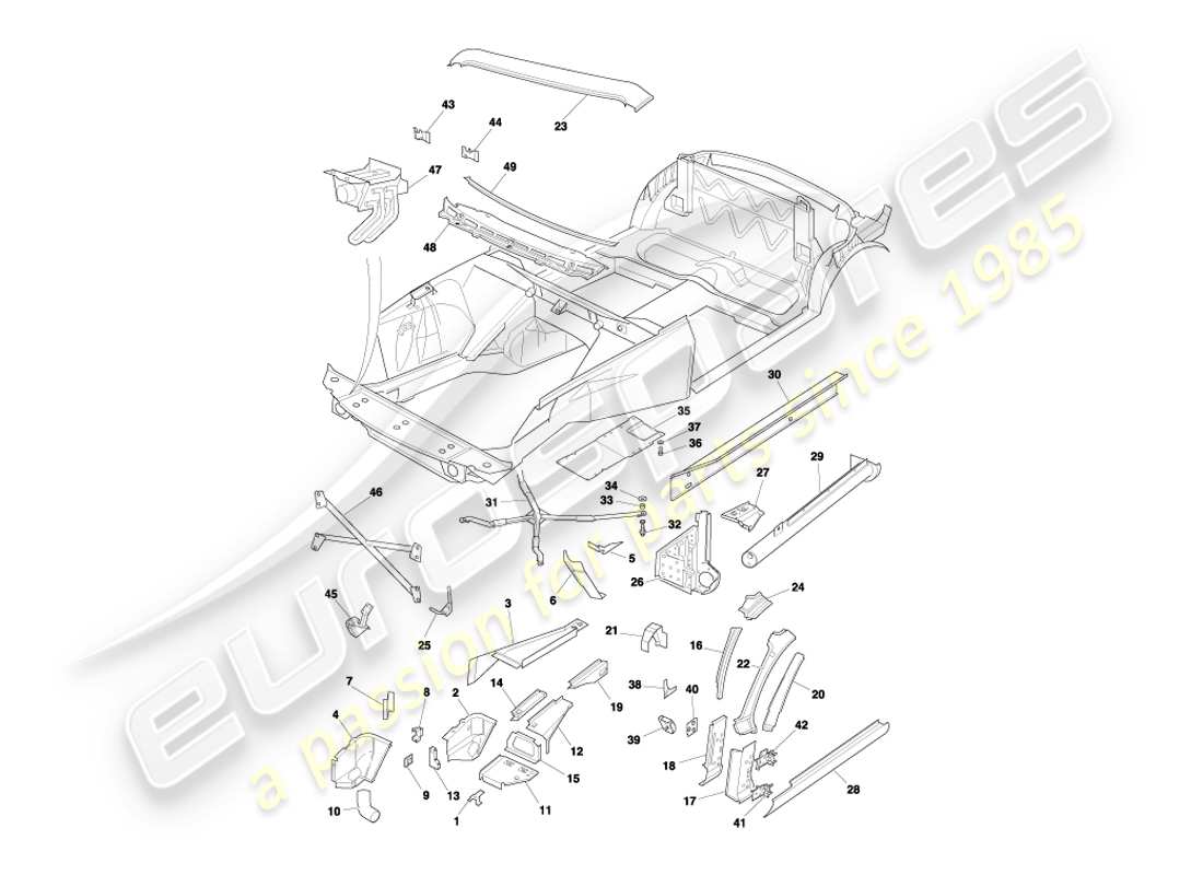 a part diagram from the aston martin db7 vantage (2000) parts catalogue