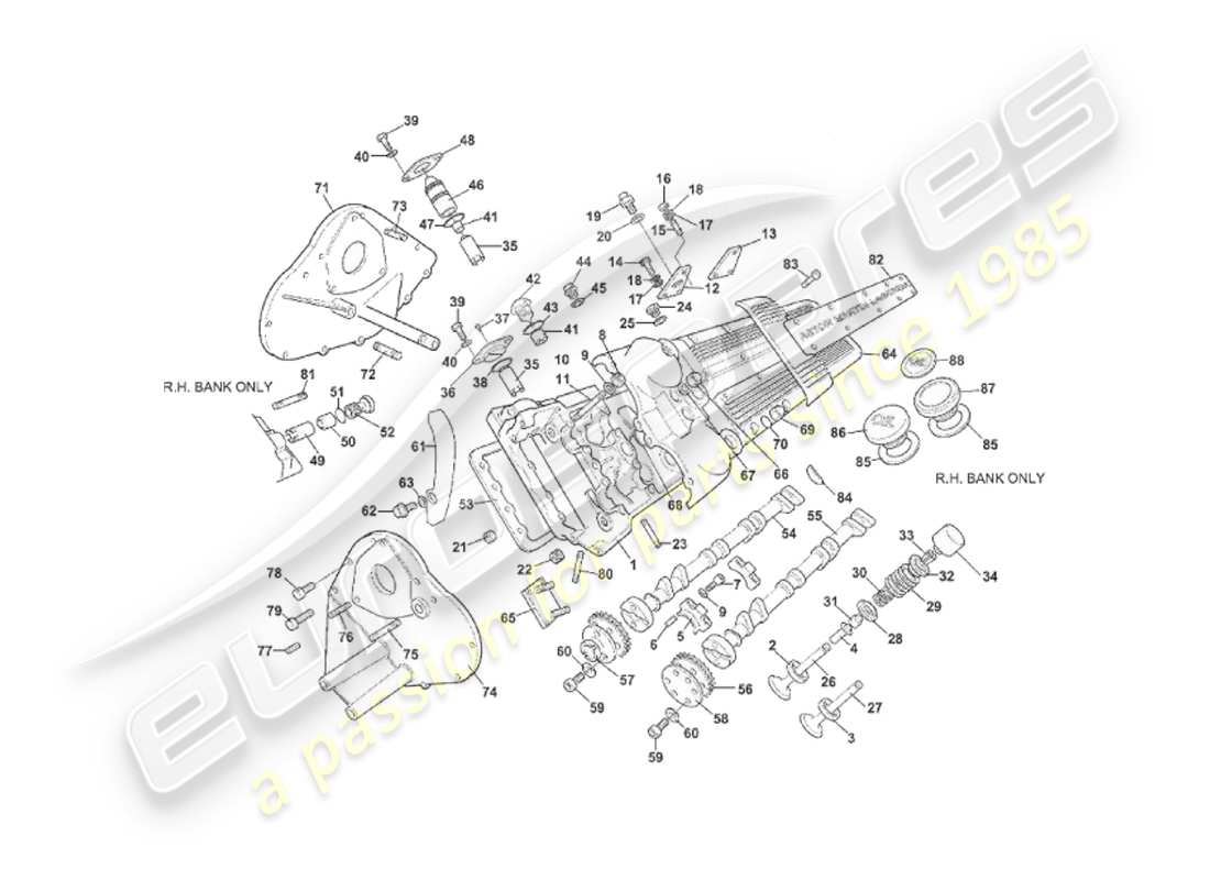 a part diagram from the aston martin v8 virage parts catalogue
