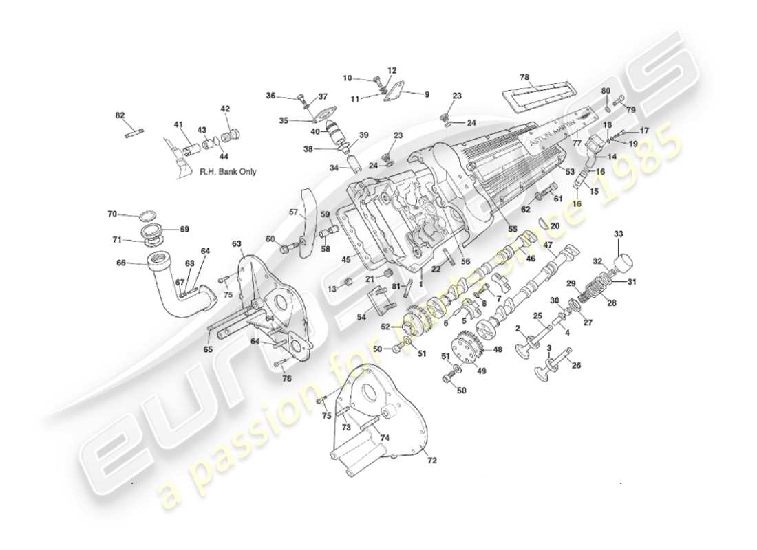 a part diagram from the aston martin v8 virage parts catalogue