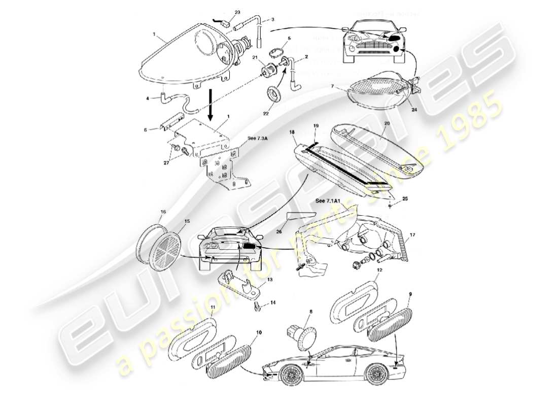 VIEW PARTS DIAGRAMS FROM THE ASTON MARTIN VANQUISH PARTS CATALOGUE a part diagram from the aston martin vanquish parts catalogue