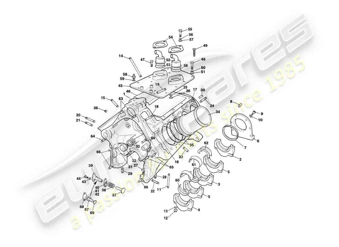 a part diagram from the aston martin v8 coupe parts catalogue
