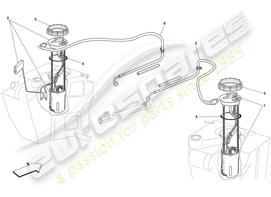 ferrari f430 scuderia (usa) fuel pumps and lines parts diagram