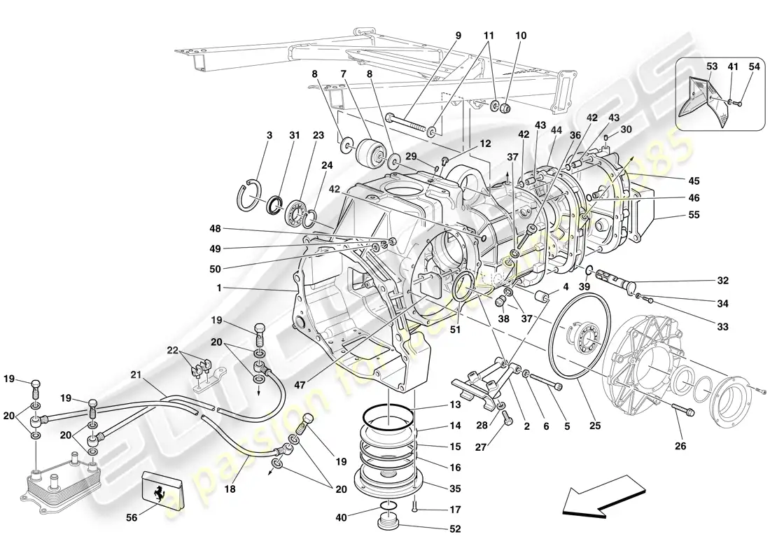 ferrari f430 scuderia (usa) gearbox - covers parts diagram