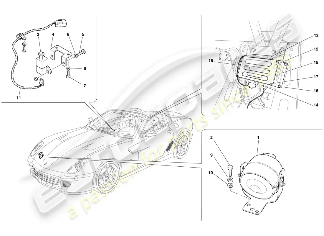 ferrari 599 sa aperta (usa) antitheft system ecus and devices parts diagram