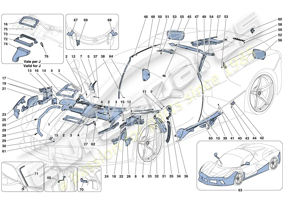 ferrari laferrari aperta (europe) shields and trim parts diagram