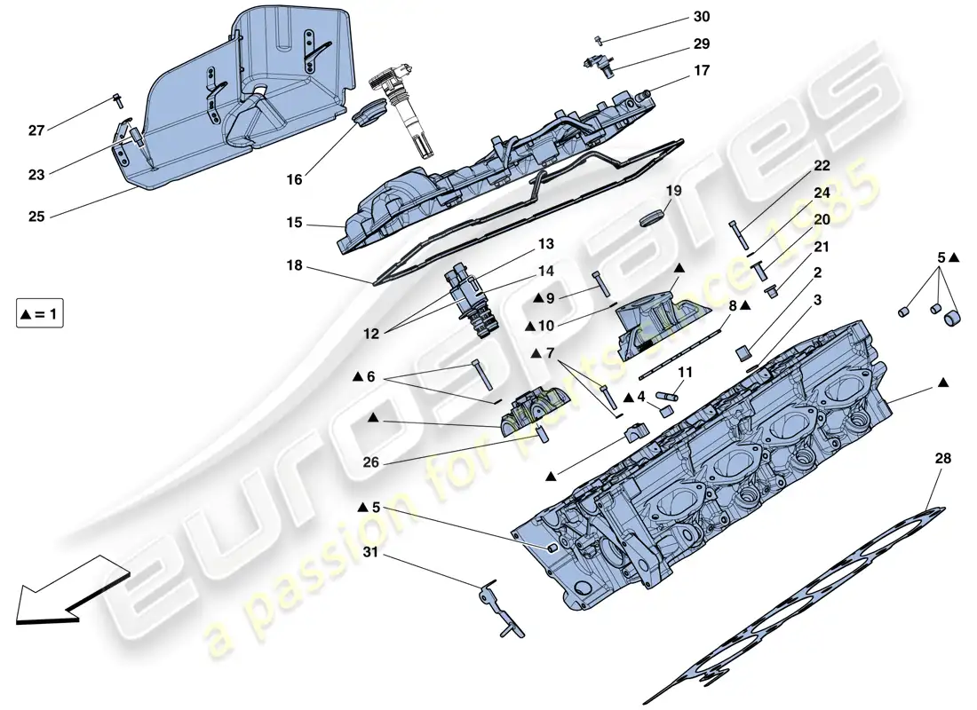 ferrari 458 spider (usa) right hand cylinder head parts diagram
