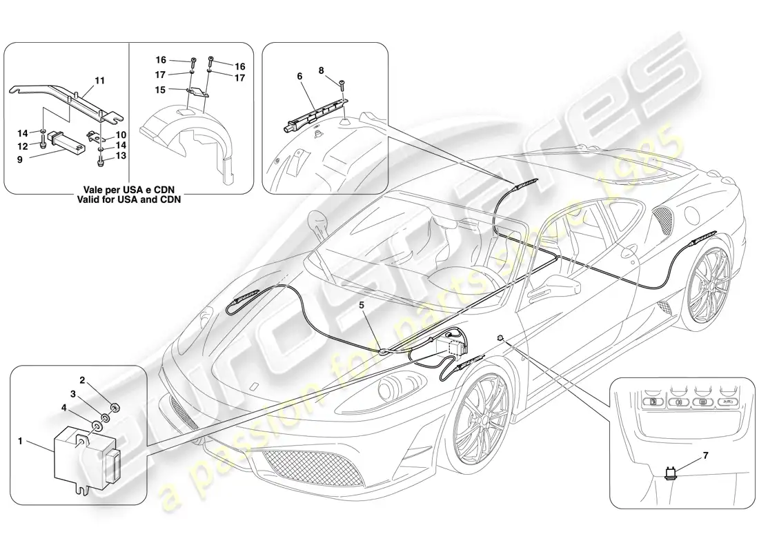 ferrari f430 scuderia (usa) tyre pressure monitoring system parts diagram