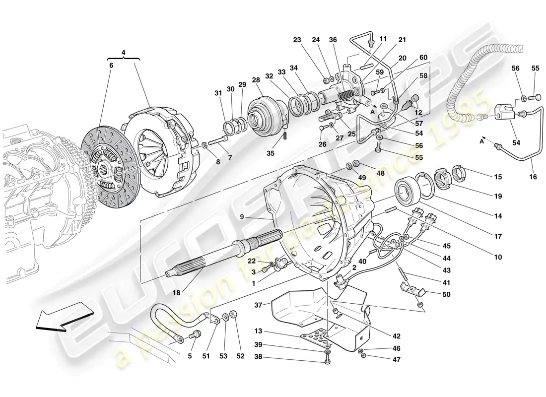 ferrari 612 sessanta (usa) clutch and controls parts diagram