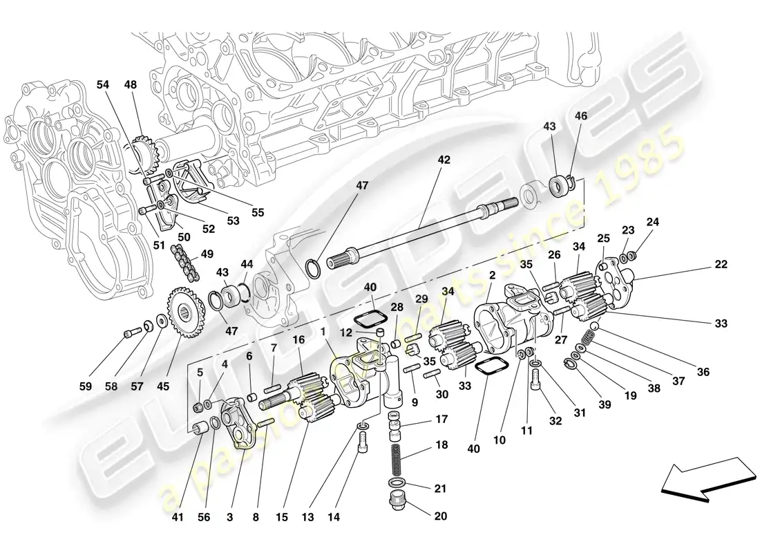 ferrari 612 sessanta (usa) lubrication - oil pumps parts diagram
