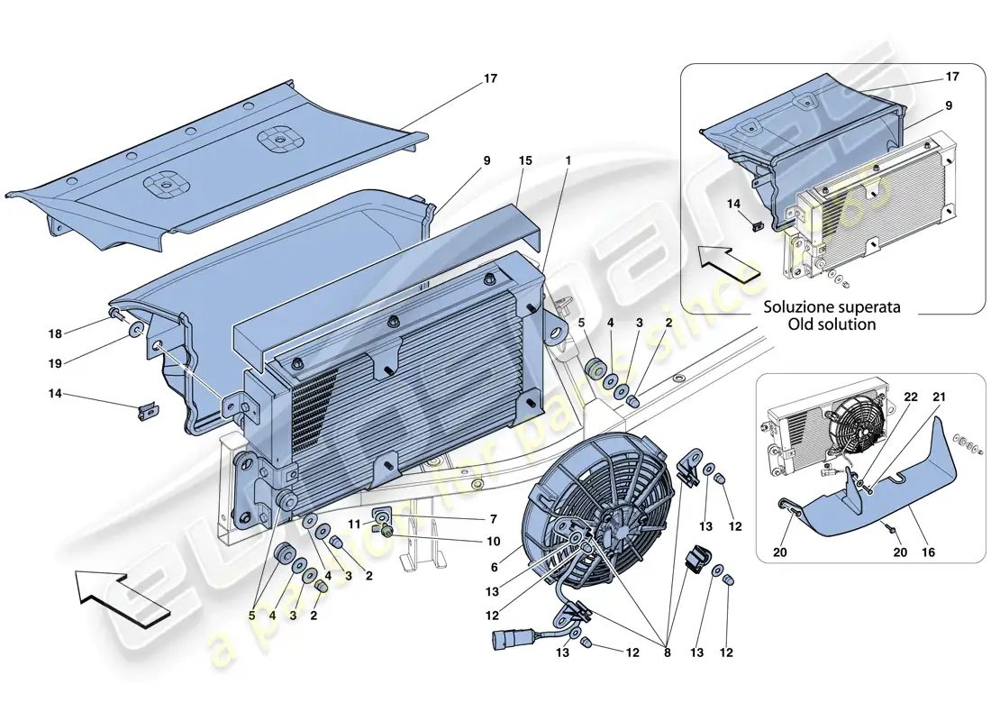 ferrari 458 italia (europe) gearbox oil cooling radiators parts diagram