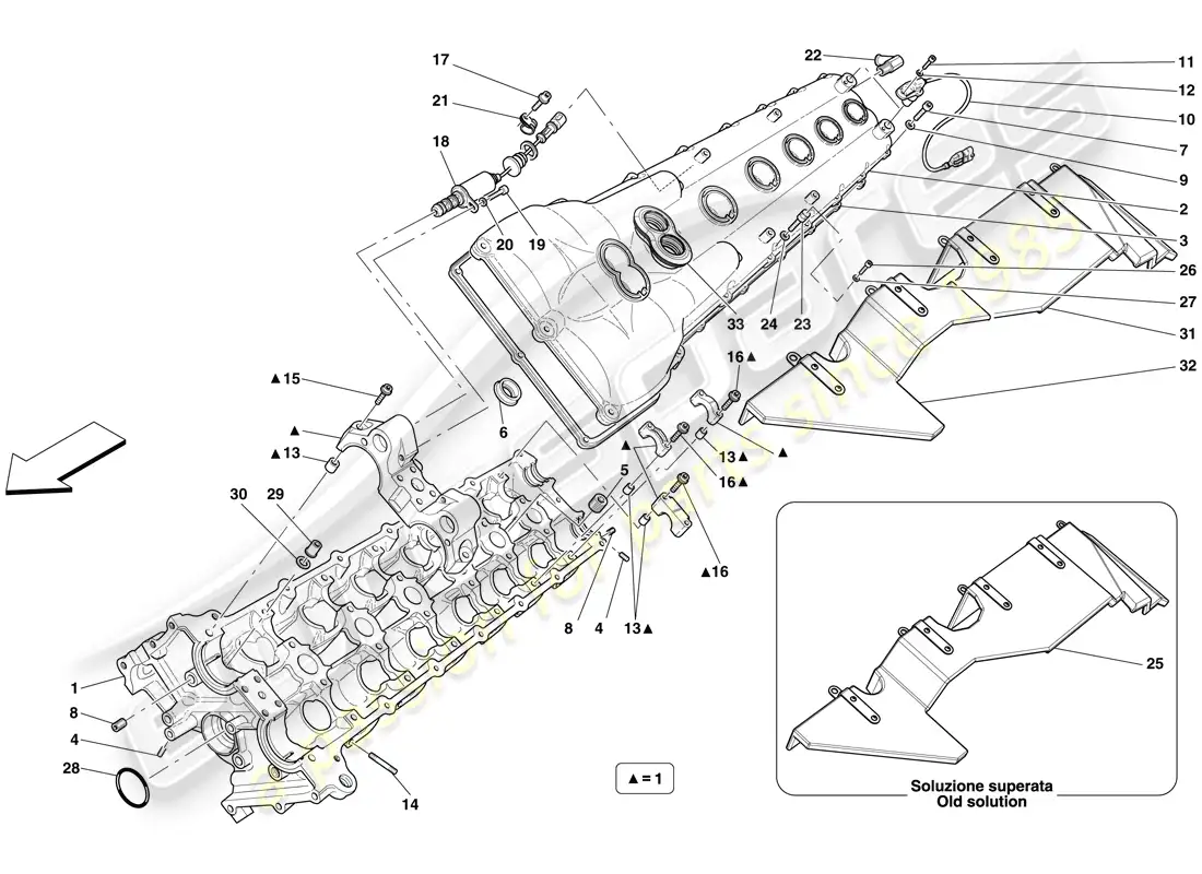 ferrari 599 gto (rhd) left hand cylinder head parts diagram