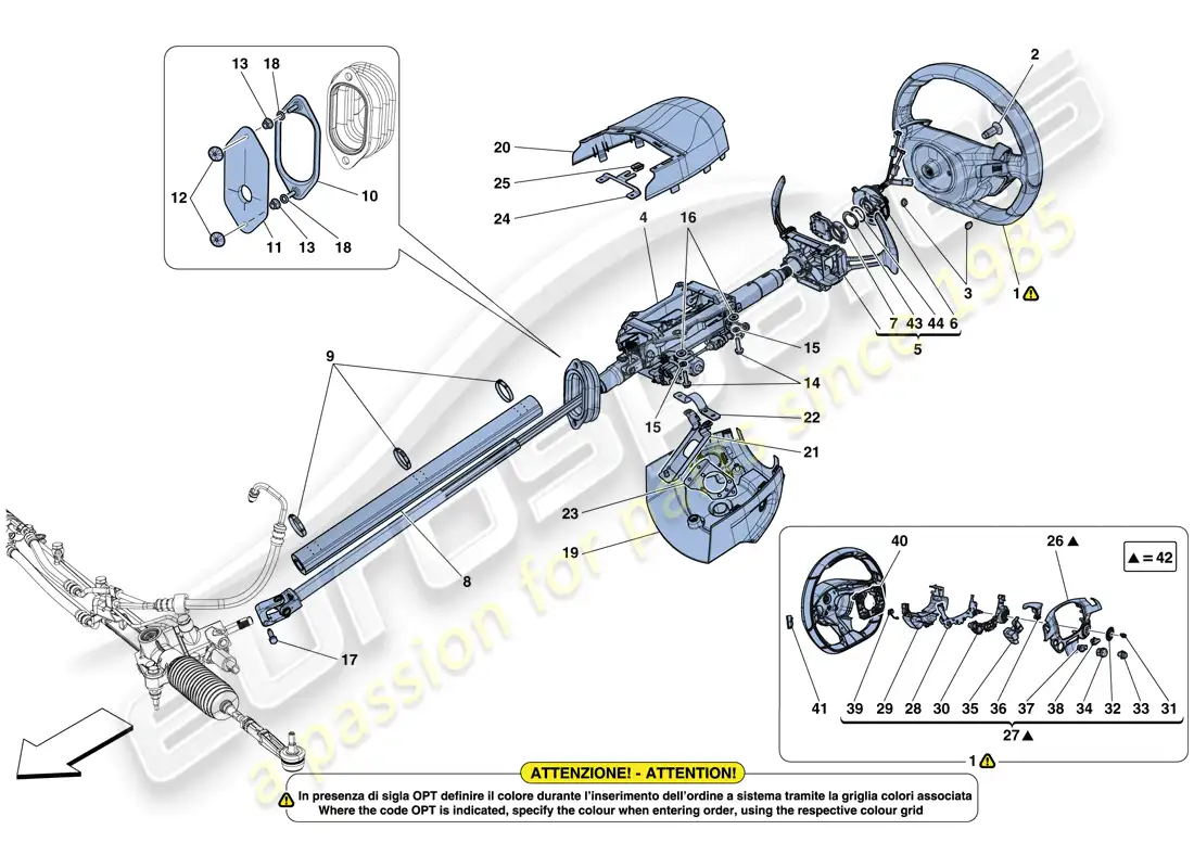 ferrari gtc4 lusso (rhd) steering control parts diagram