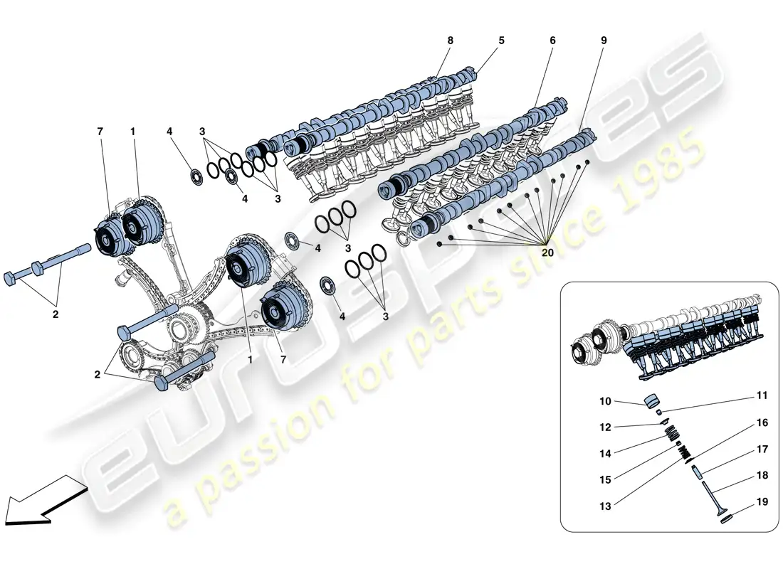ferrari f12 tdf (rhd) timing system - tappets parts diagram