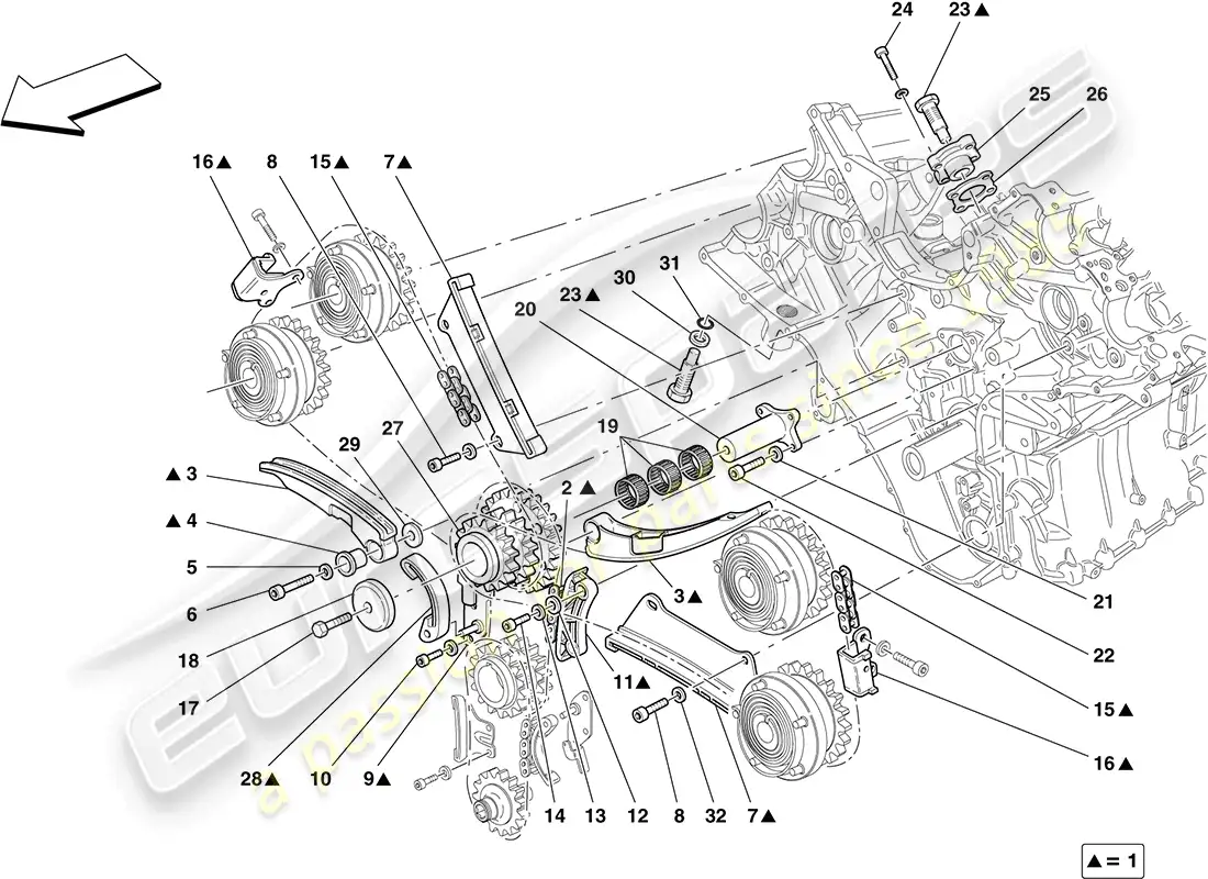 ferrari california (europe) timing system - drive parts diagram
