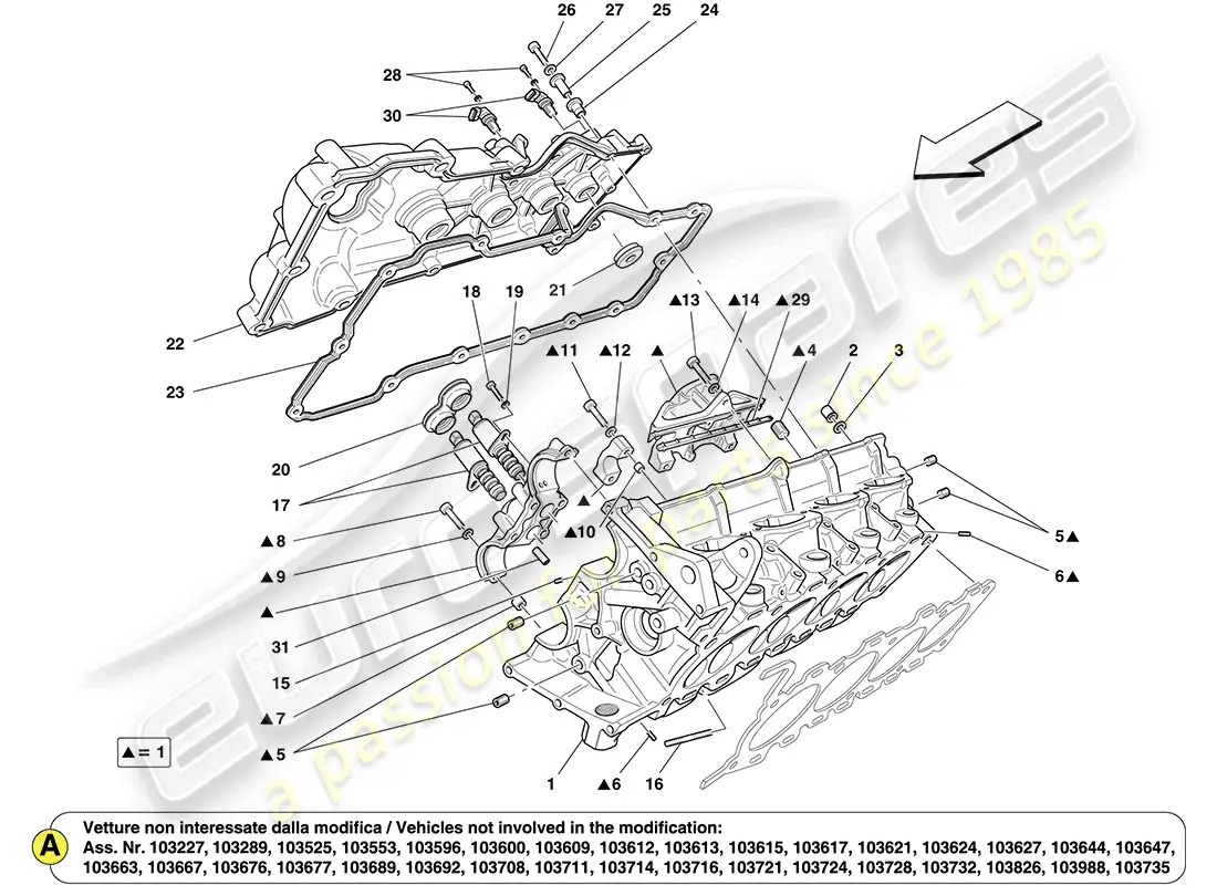 ferrari california (europe) right hand cylinder head parts diagram