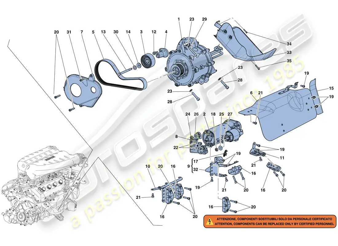 ferrari laferrari aperta (europe) starter motor and electric motor 2 parts diagram