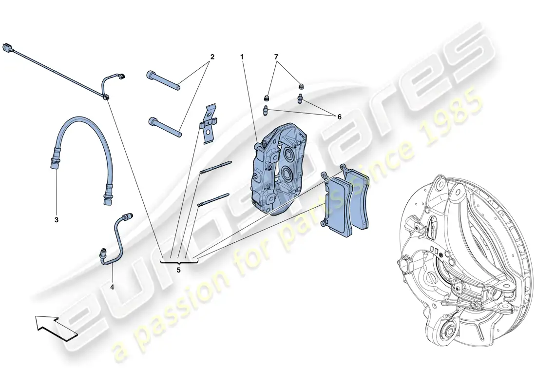 ferrari gtc4 lusso (europe) rear brake callipers parts diagram