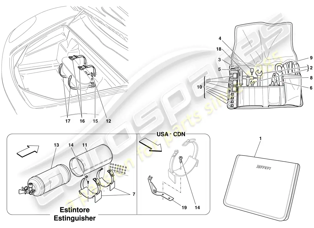 ferrari f430 scuderia spider 16m (europe) tools and accessories provided with vehicle parts diagram