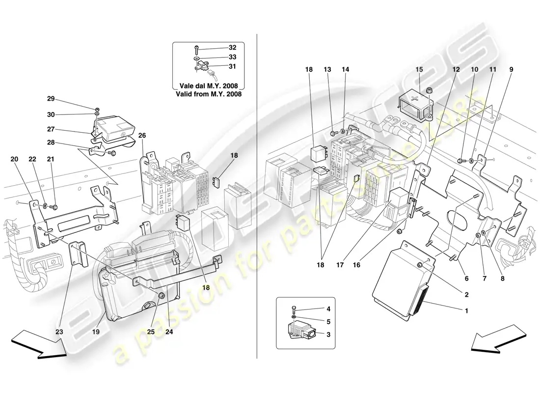 ferrari f430 spider (usa) rear passenger compartment ecus parts diagram