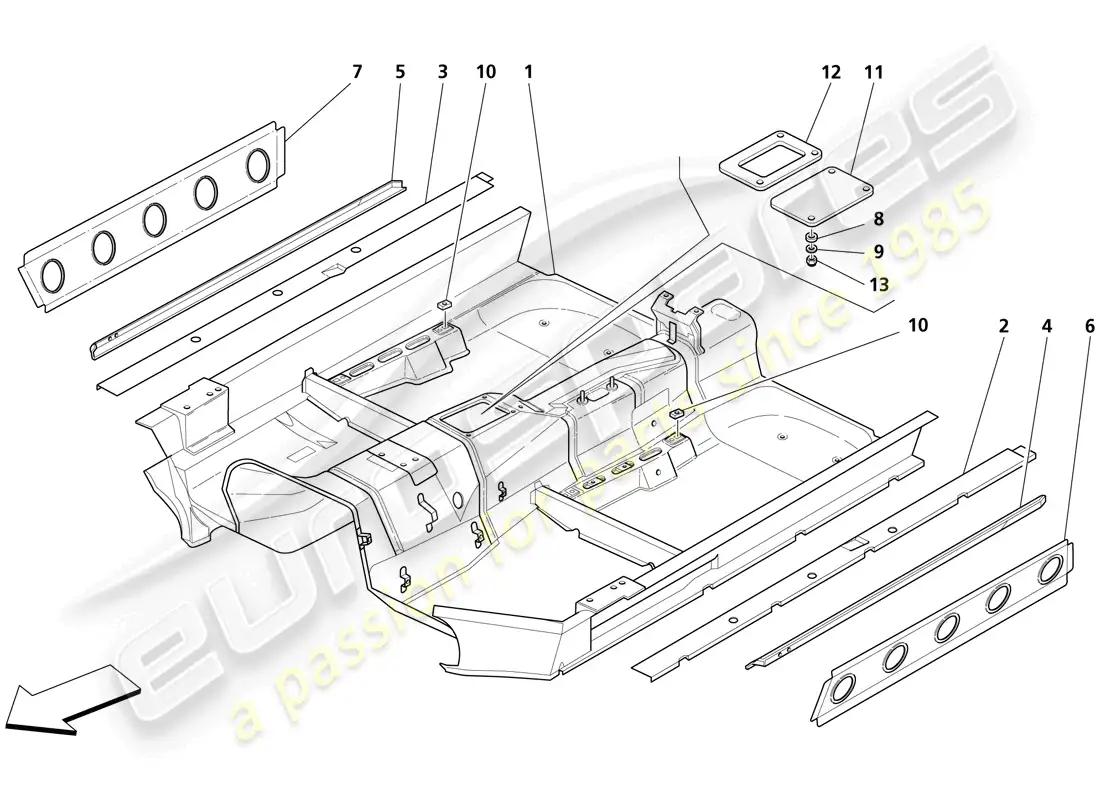 maserati trofeo front structure parts diagram