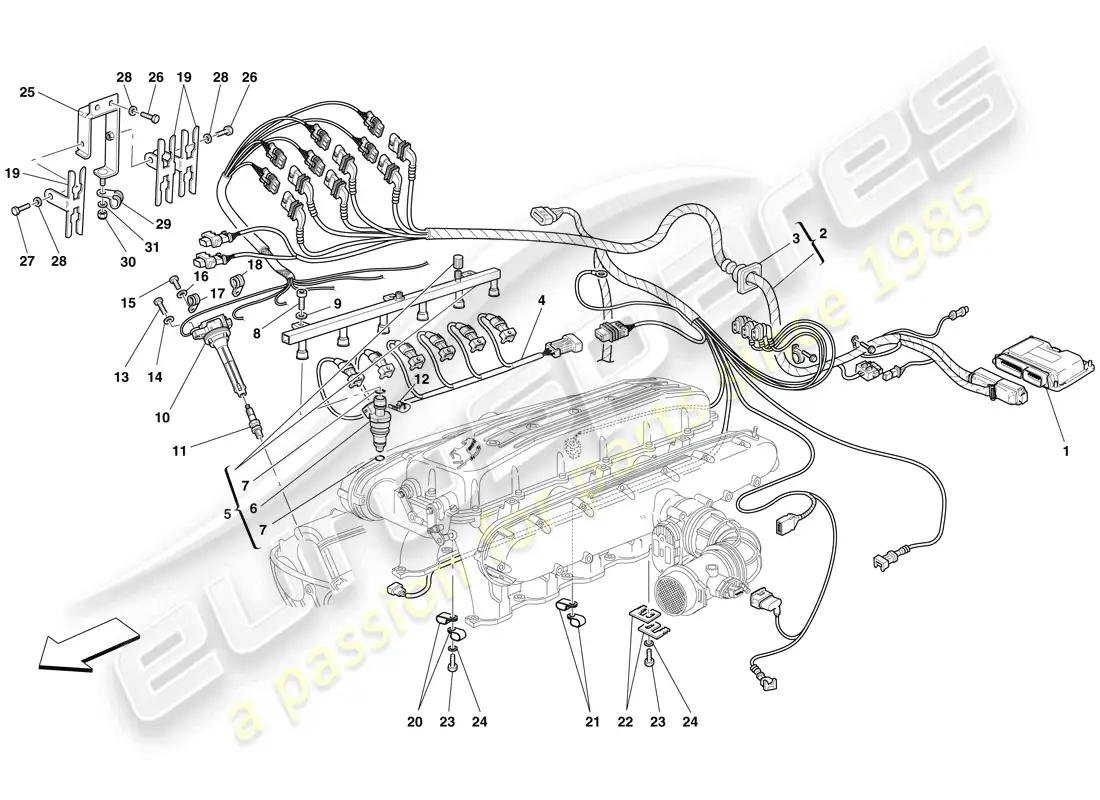 ferrari 612 scaglietti (europe) injection - ignition system parts diagram