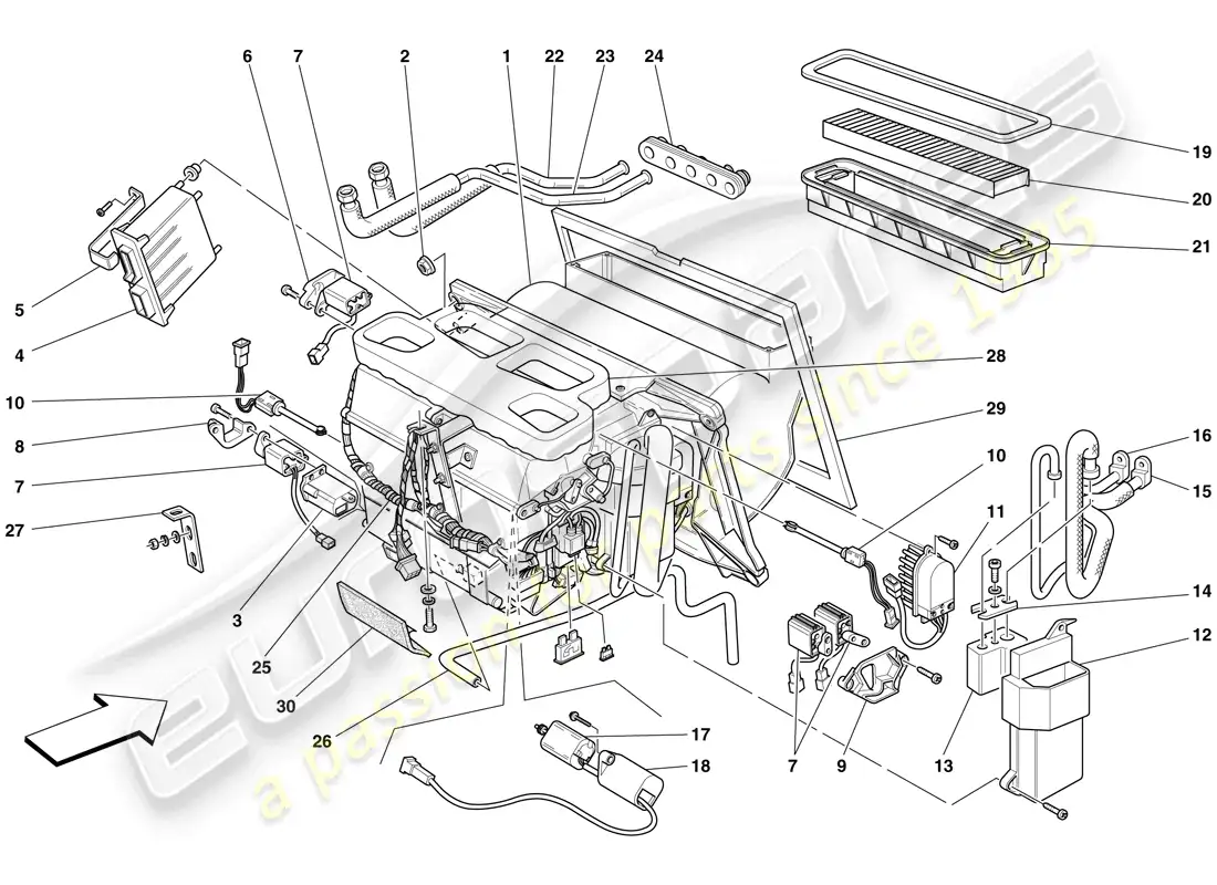 ferrari f430 spider (usa) evaporator unit parts diagram