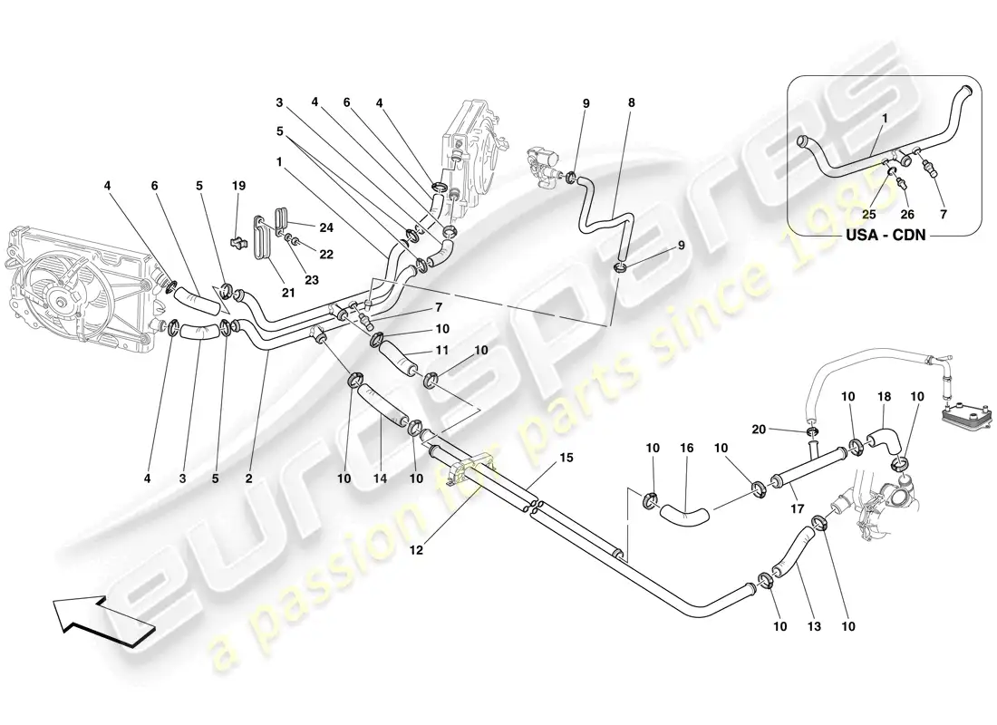 ferrari f430 scuderia (usa) cooling system parts diagram